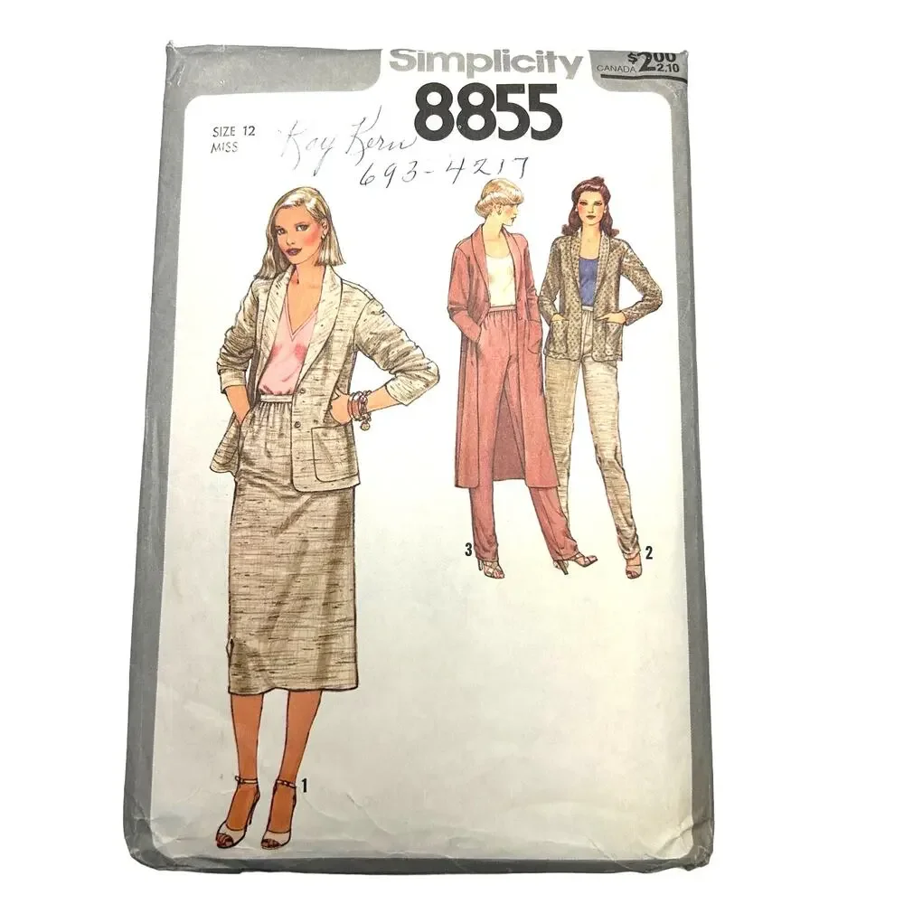 Simplicity Vintage‎ 1978 Pattern #8855 Misses Jacket and Skirt Size 12